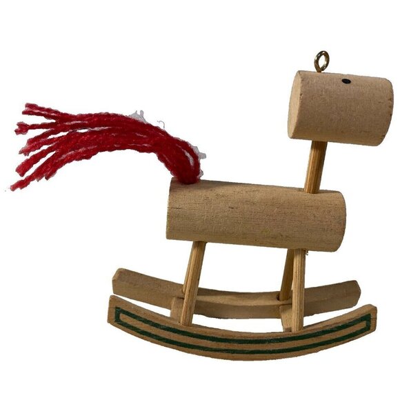 Vintage American Greetings 1985 Wood Rocking Horse Tree Ornaments Set of 5 - Picture 4 of 7